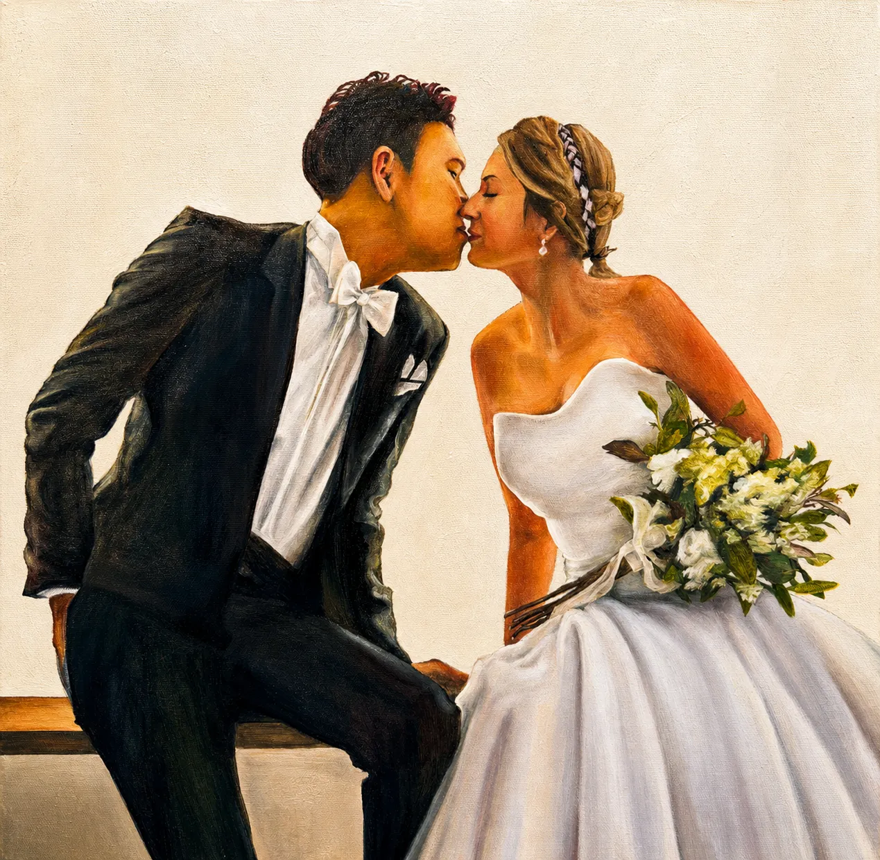 Finished live portrait painting from an event